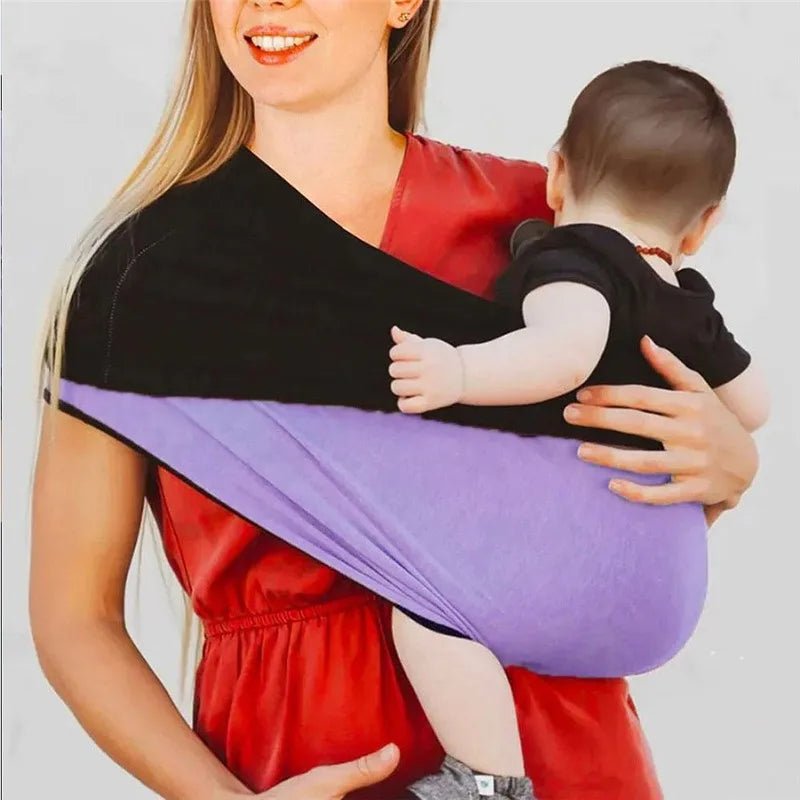 echarpe-de-portage-coton-pour-bébé-violet-et-noir-securite