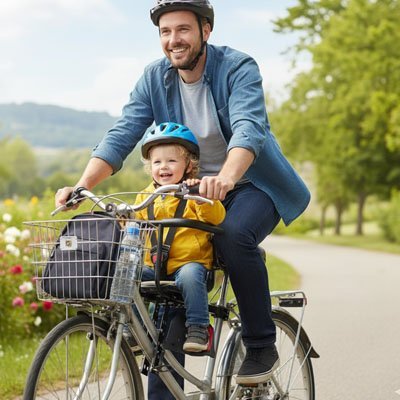 Porte bebe avant velo BébéUltraSafe™ - Accessoire velo sécurisé et confortable pour enfant - MA PLANETE BEBE