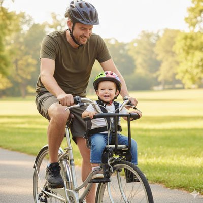 Porte bebe avant velo BébéUltraSafe™ - Accessoire velo sécurisé et confortable pour enfant - MA PLANETE BEBE