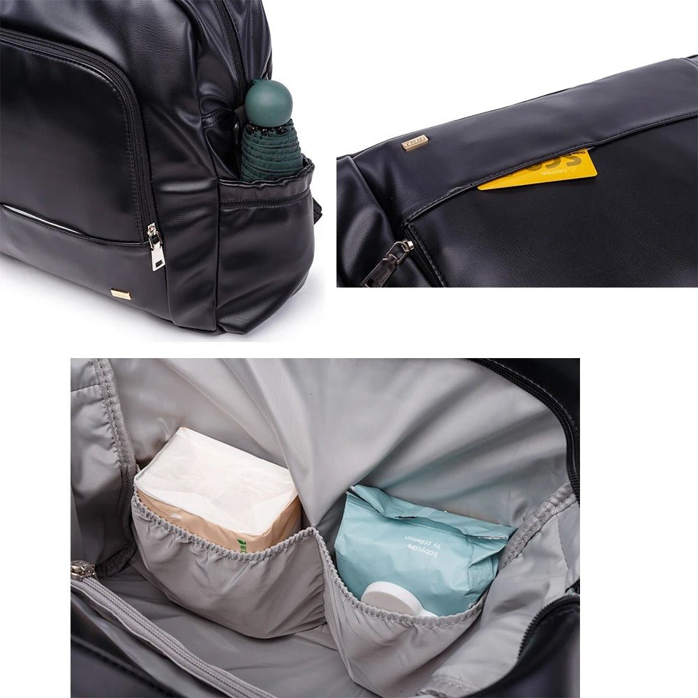 Sac a langer noir cuir luxueux - Soboba - MA PLANETE BEBE