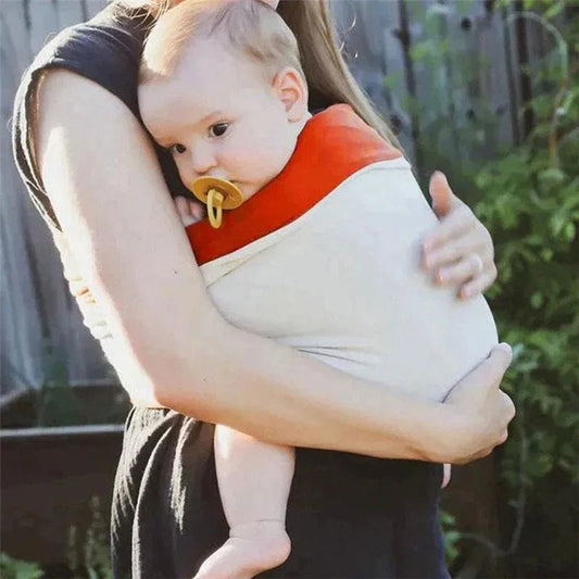 echarpe-de-portage-coton-pour-bébé-caramel-et-beige-lien-maternel