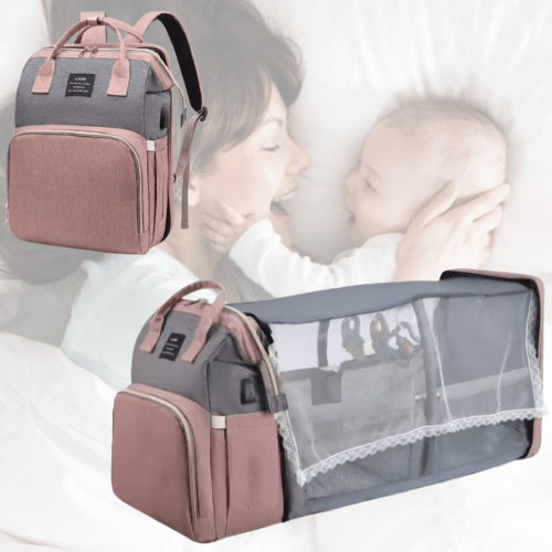 sac à dos à langer avec lit bébé et moustiquaire