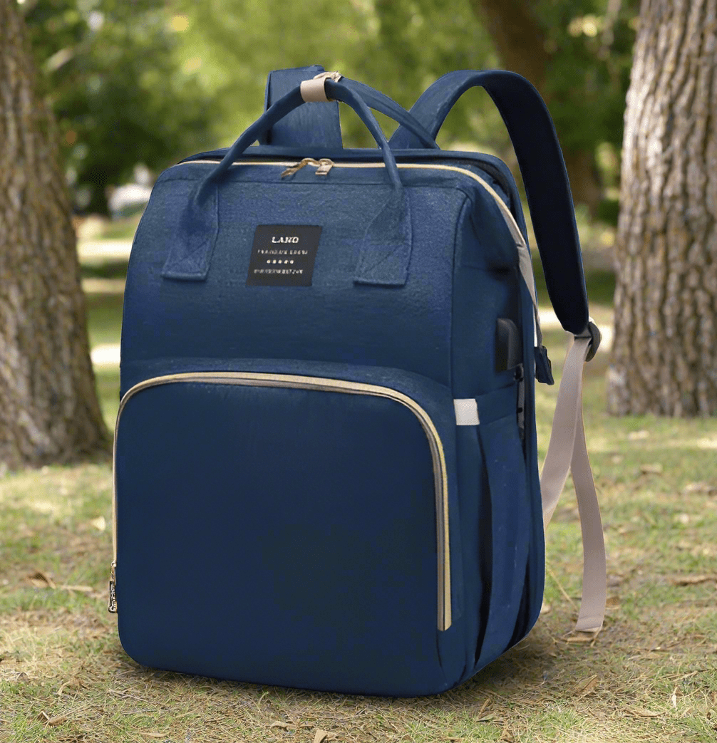 sac à dos à langer avec lit bébé bleu