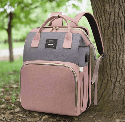 sac à dos à langer avec lit bébé rose
